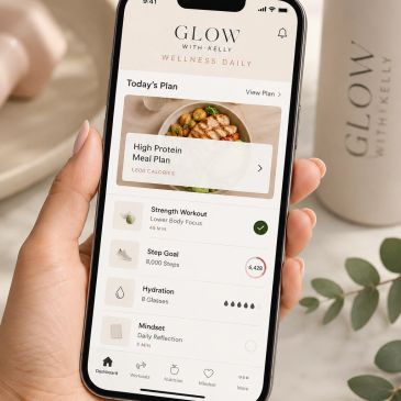 Wellness app screen showing daily plan and fitness goals.