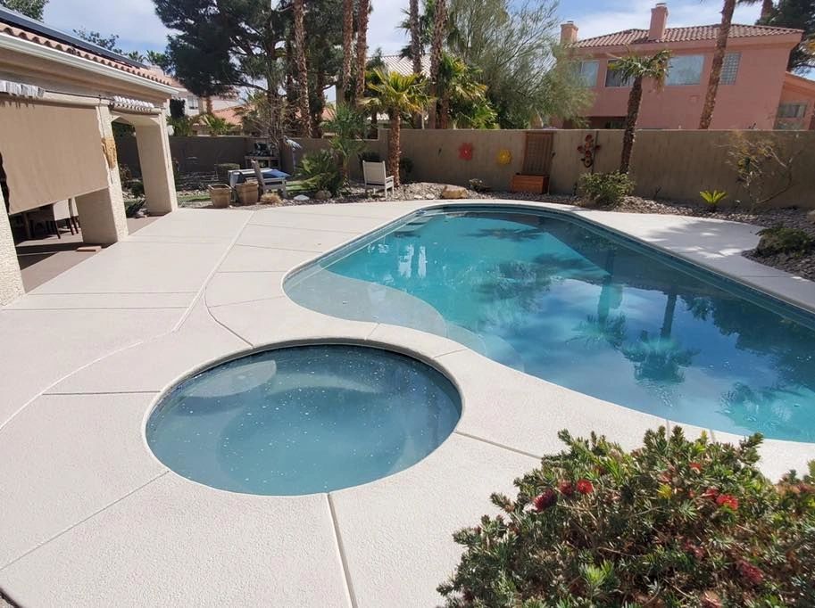 Pool deck repair and recolor. Color Pacific Sand.