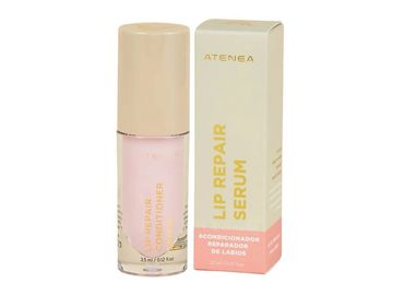 Atenea Lip Repair Serum with conditioner in a small bottle and its box.