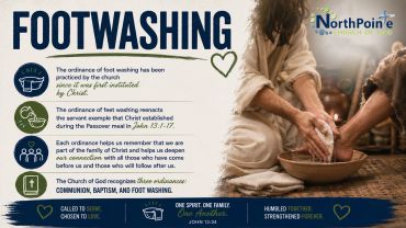 Footwashing as a church ordinance symbolizing service and connection.
