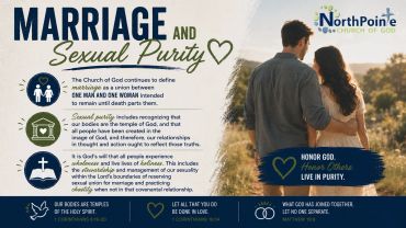 Church message on marriage and sexual purity with a couple walking in nature.