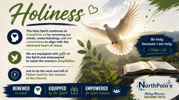 Inspirational message on holiness with a dove and Bible imagery.