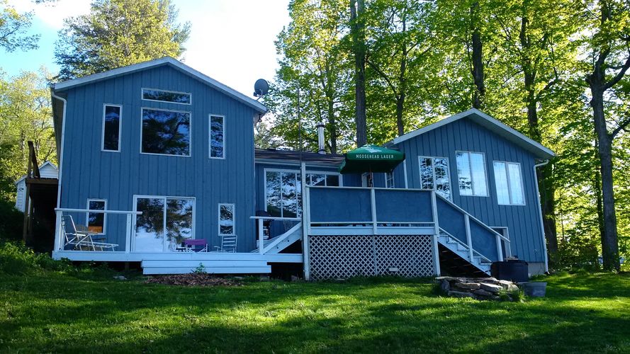 Expansive decks overlook the lake