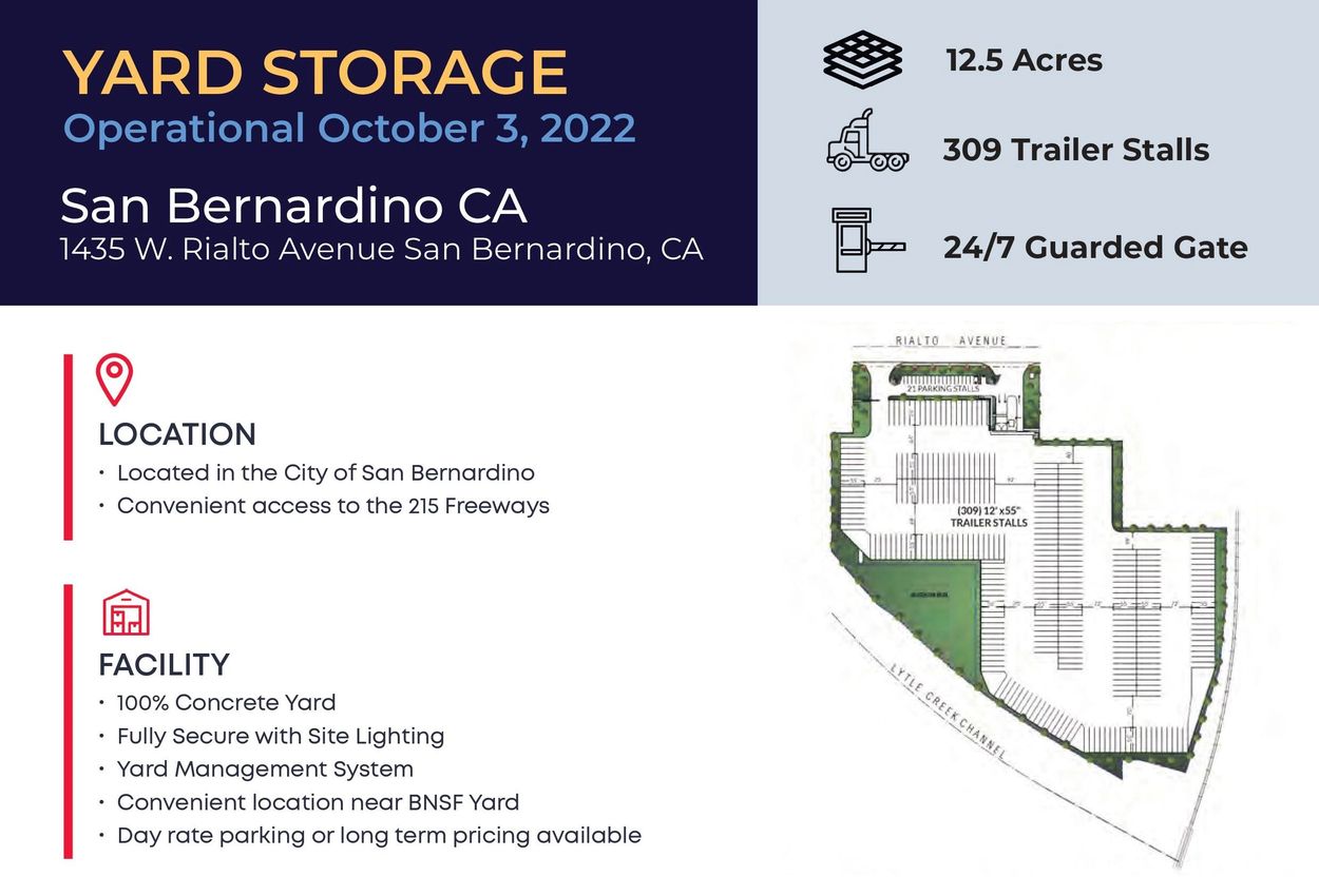Map layout and specifications of San Bernardino yard