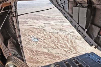 The Silent Arrow GD-2000 glider is released from a C-27J airplane at Yuma Proving Grounds, Ariz.