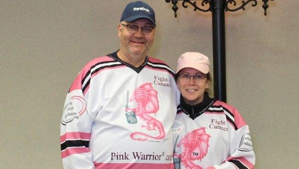 Pink Warrior founders Kelly Gatzke & Fiona Mcgarry-Gatzke on location cancer fundraiser.