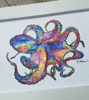 Rainbow Octopus watercolor