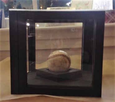 Box made from frame for signed baseball