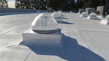 Capture dome for the Solatube 750DS unit on the roof of a commercial building.