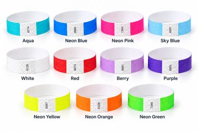 Pulseras de papel de colores con nombres de colores.