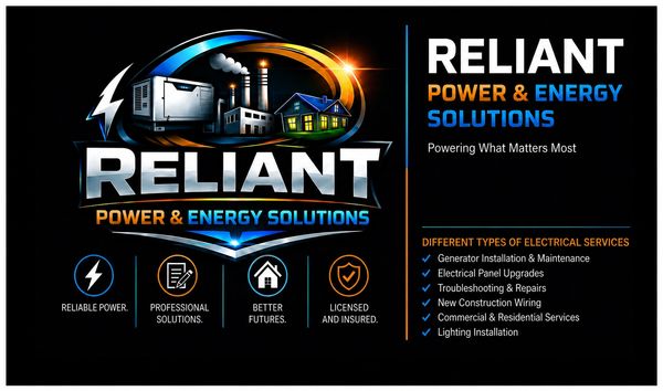 Logo and services of Reliant Power & Energy Solutions.