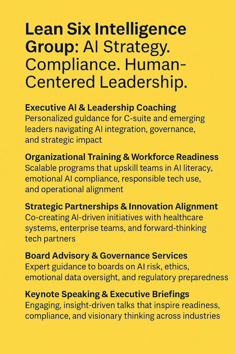 Lean Six Intelligence Group offers AI strategy, compliance, and leadership coaching for executives and teams.
