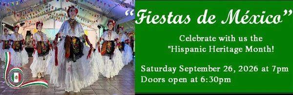 Women in traditional Mexican dresses dancing to celebrate Hispanic Heritage Month.
