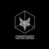 Coyostudios geometric fox logo on black background.