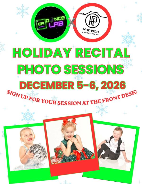 Georgia Dance Lab wil have holiday photos taken at the studio on decemner 5-6 to celebrate holiday!
