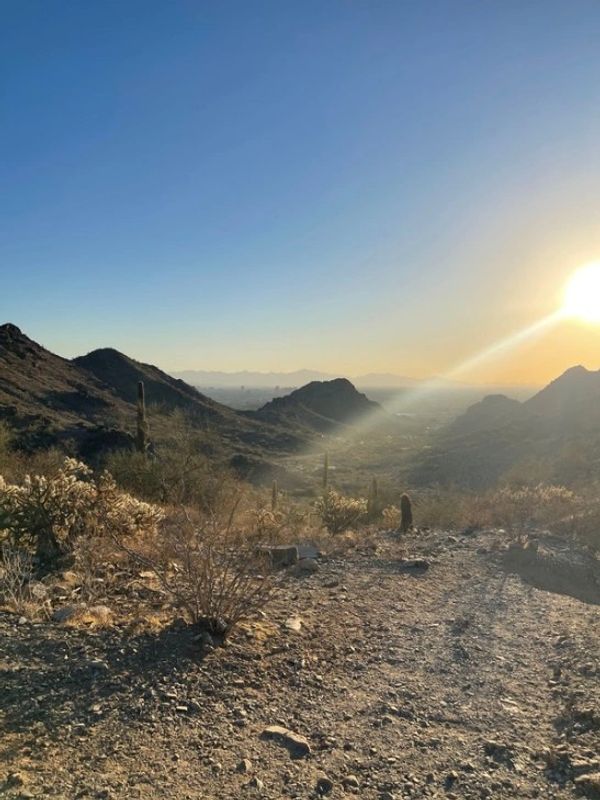 Phoenix Mountain Preserve Sunset view at Quartz Ridge Trail.