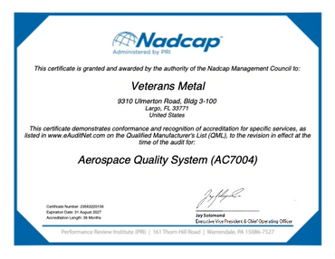 NADCAP Quality System Accredited