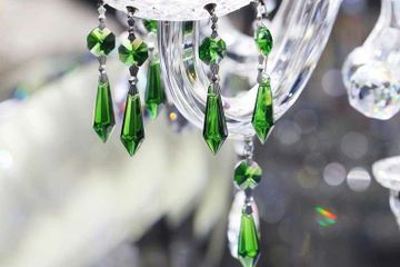 green replacement chandelier crystals to hang from chandeliers
