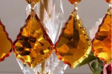 amber colored chandelier crystals
