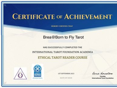 Certificate for Ethical Tarot reader for online tarot readings