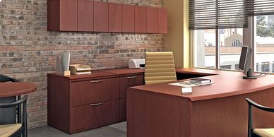 Private office desks and storage.