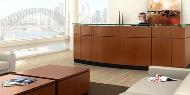 Wood and laminate reception office furniture