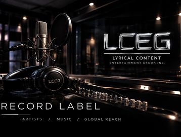 Studio microphone with headphones at LCEG record label.