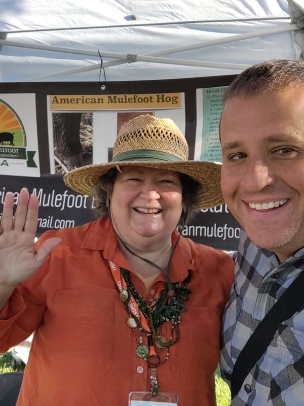 Chairman of AMBA, Gracie Cardwell, and Morgan Shaw of Gold Shaw Farm at AMBA’s booth at Homesteader