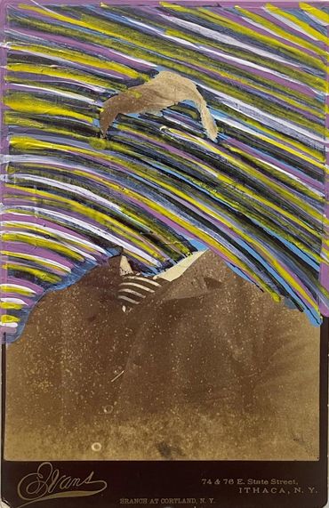 Vintage Cabinet Photo Card with Acrylic and Ink