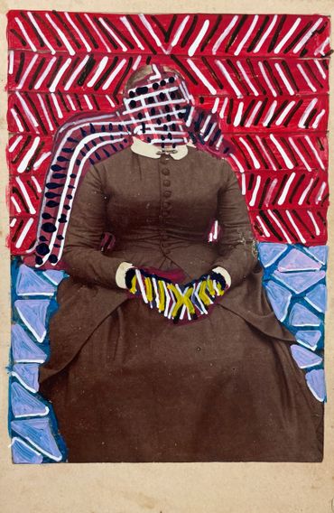 Vintage Cabinet Photo Card with Acrylic and Ink