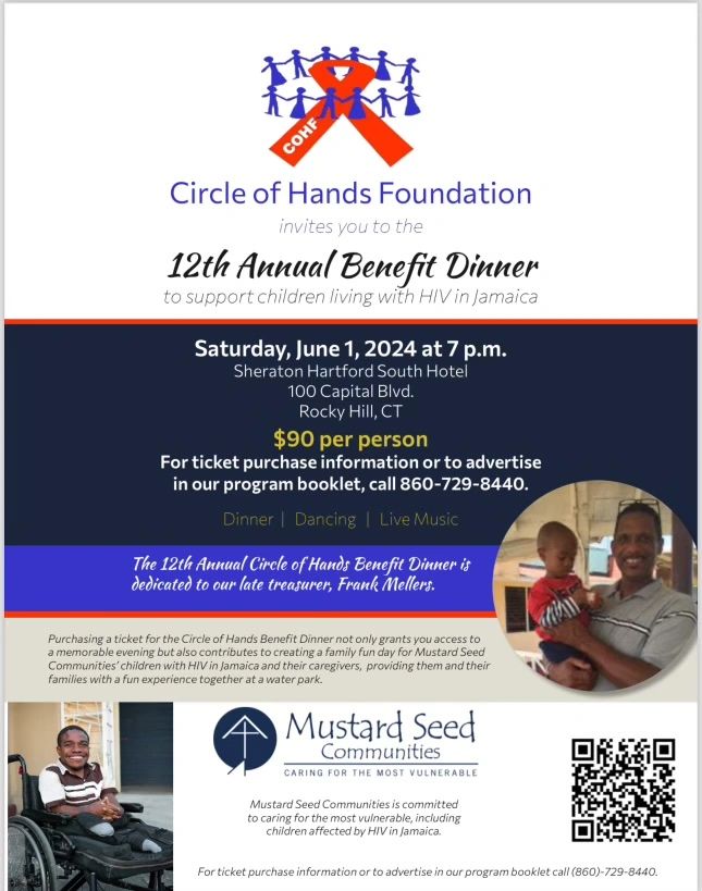 12 Annual Benefit Dinner 2024 - Circle of Hands Foundation - Rocky Hill, CT - Saturday, June 1, 2024