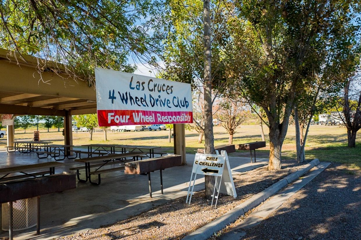 Group site pavilion next to the registration trailer