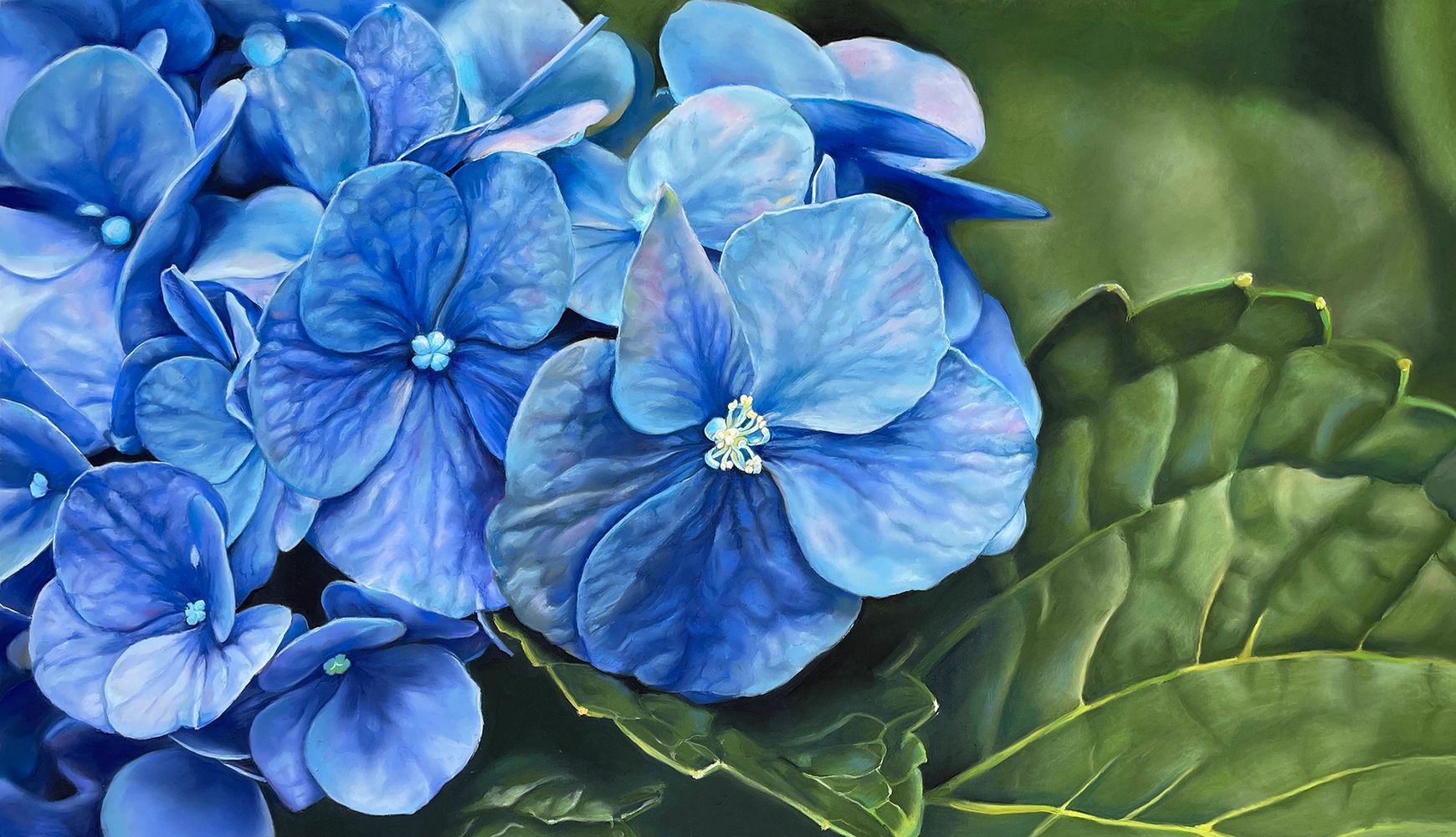 "Blue Wonder", pastel on sanded board.