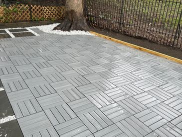 Backyard patios installation and wood patio Interlocking tiles