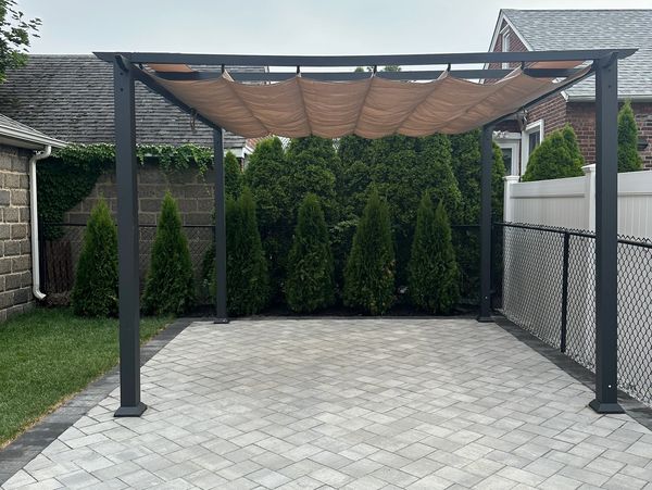 Backyard paved patios, pergolas installation