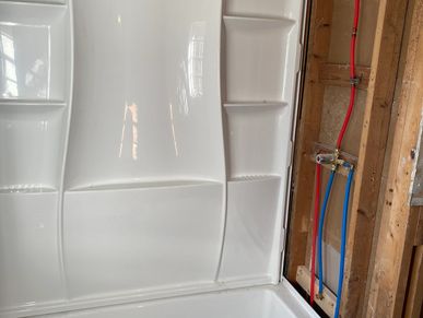 Residential home bath tub and tub surround installation