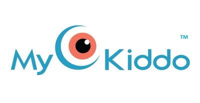 Logo with stylized eye and text 'My Kiddo' in blue.