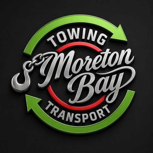 Logo for Moreton Bay Towing and Transport with arrows and a hook.