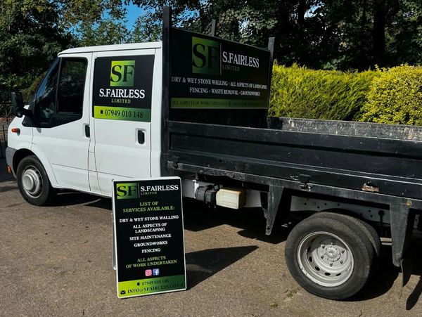 Stevie Fairless branded van ready to start a new waste removal project in Northumberland