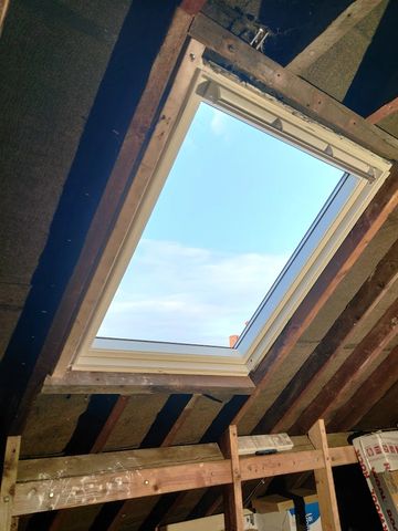 the inside of a velux window in the roof