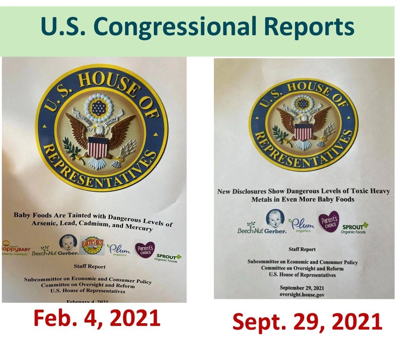 In 2021, the US Congress issued two reports about the problem of heavy metals in baby foods.