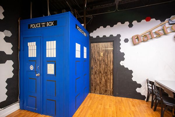 Critical Hit Games bathroom, cleverly disguised as a TARDIS.