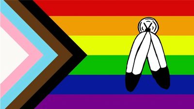 Two Spirit Progress Pride Flag, designed by Mitchel Bowers