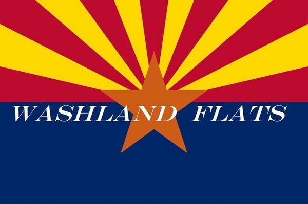 Arizona-inspired logo with a star and rays, labeled 'Washiland Flats'.