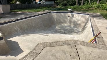 Paint removed from pool and ready for repainting in Mt Laurel NJ