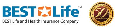 Logo of BEST Life and Health Insurance Company's 50th anniversary.