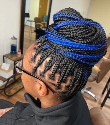 Micro braids in ponytail