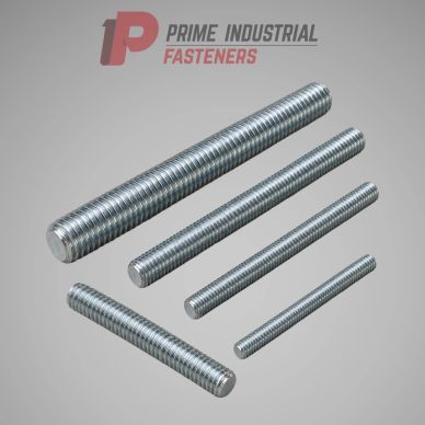 Set of five threaded rods of various lengths.