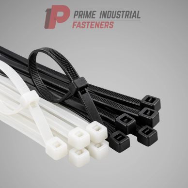 Black and white cable ties from Prime Industrial Fasteners.
