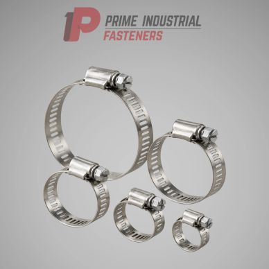 Various sizes of metal hose clamps.